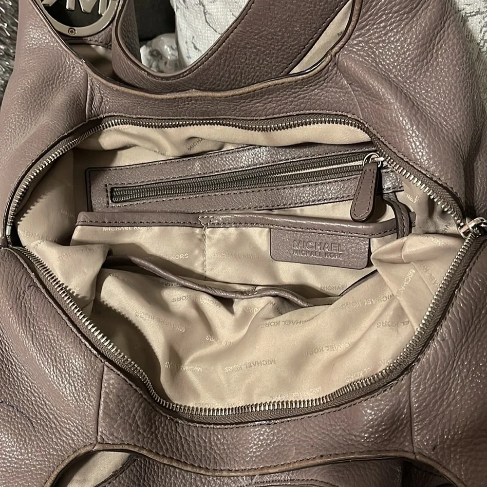 Michael Kors Taupe Leather Shoulder Bag
